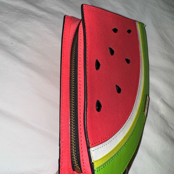 Kate Spade Make A Splash Watermelon Leather Clutch Bag - Picture 5 of 6